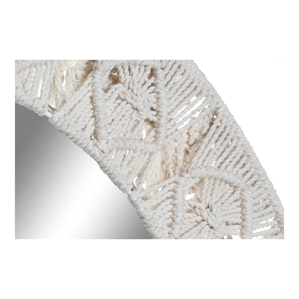 Oglindă de perete DKD Home Decor Alb Boho Macrame 75 x 2 x 75 cm